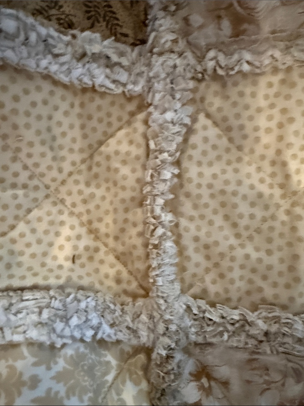Handmade Rag Patchwork Quilted Tote Bag in Beige and Cream - Picture 5 of 5